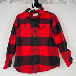 J. Crew Buffalo Plaid Button Down Flannel Elbow Patch Shirt Boys Size 4-5